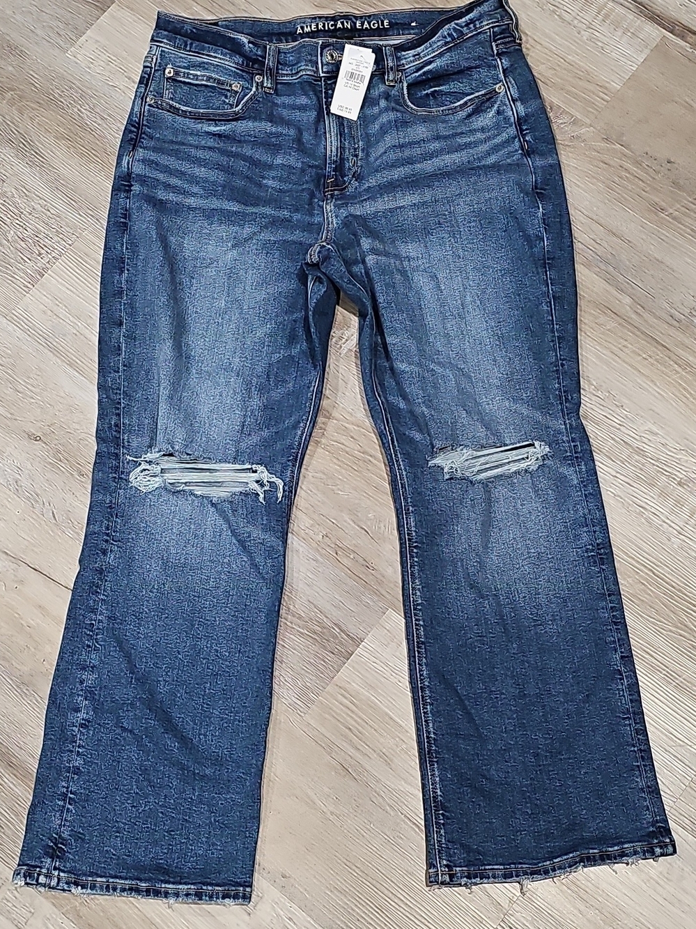 American Eagle Outfitters Blue Distressed 90's Bootcut Jeans 14S NWT